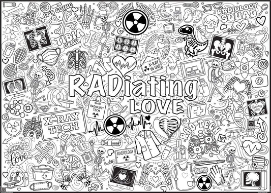 Giant RADIATING LOVE Coloring Poster | Rad Tech Week 2026 X-Ray Coloring Posters