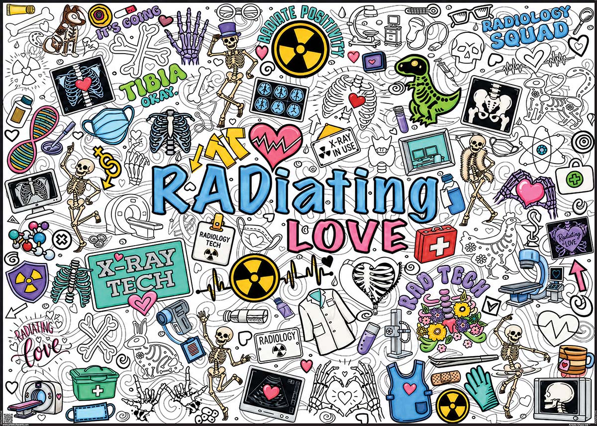 Giant RADIATING LOVE Coloring Poster | Rad Tech Week 2026 X-Ray Coloring Posters