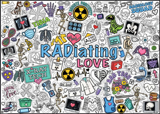 Giant RADIATING LOVE Coloring Poster | Rad Tech Week 2026 X-Ray Coloring Posters