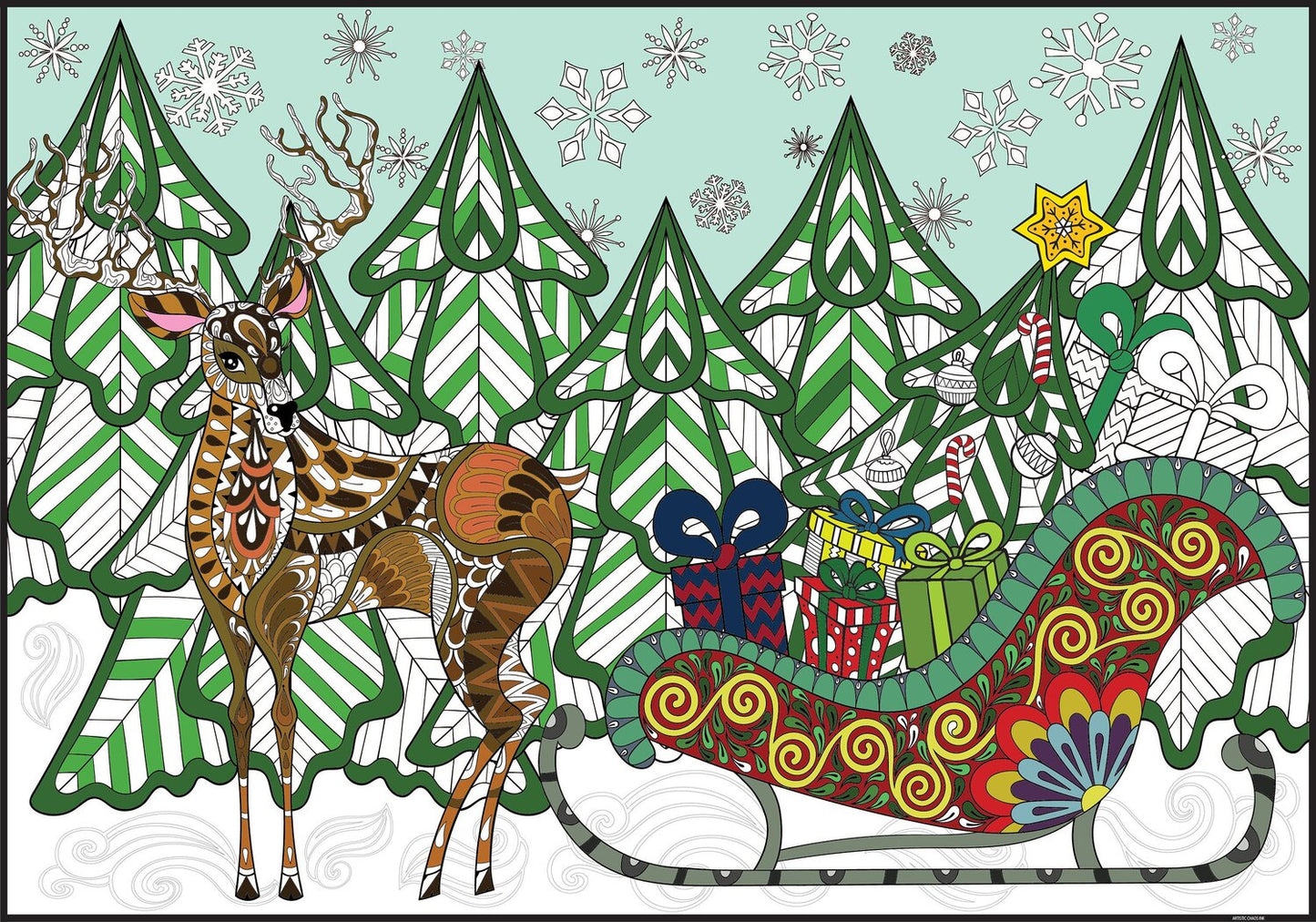 Premium Giant Sleigh Coloring Poster