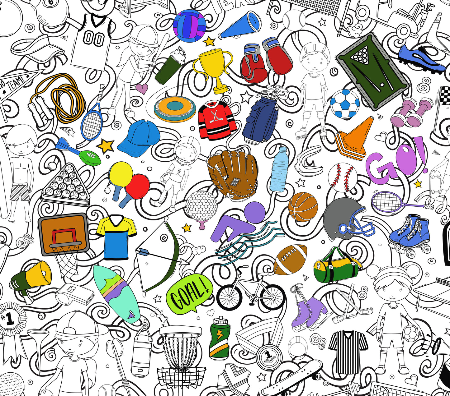 Giant Sports Coloring Poster | Sport enthusiast team fun