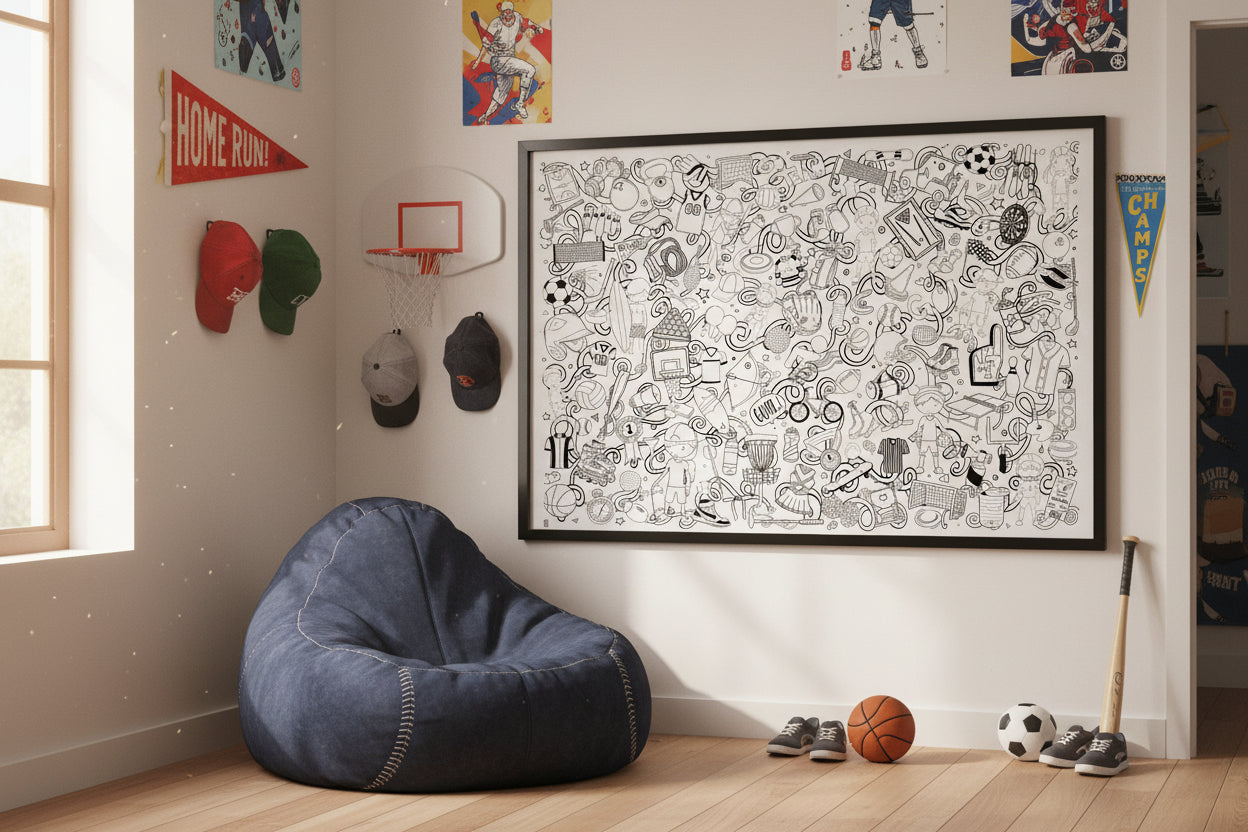 Giant Sports Coloring Poster | Sport enthusiast team fun