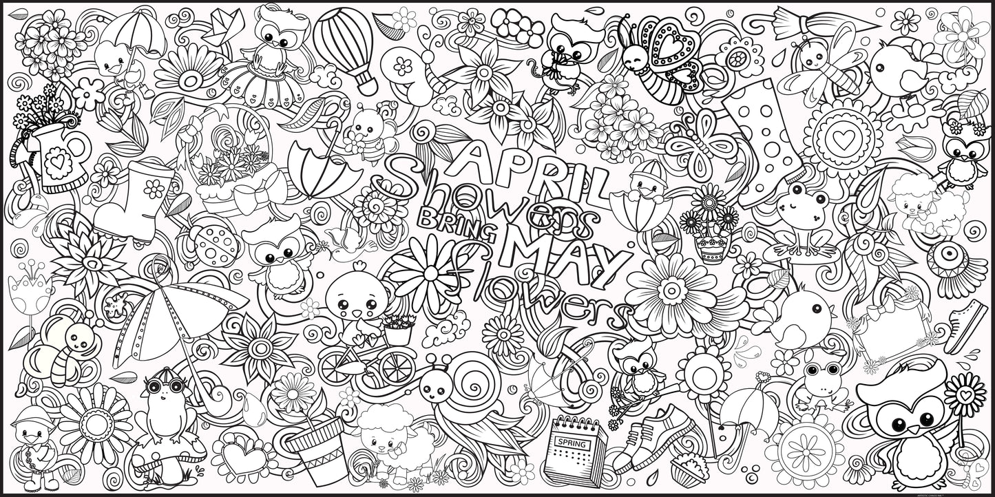Spring Time Banner -  Printable Coloring Pages / Digital Download | Instant PDF for Kids & Adults- Everyday Paper