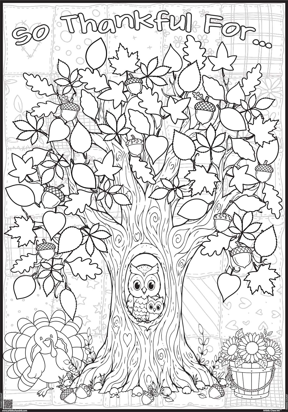 So Thankful For Thanksgiving Countdown Thankful Tree Coloring Poster