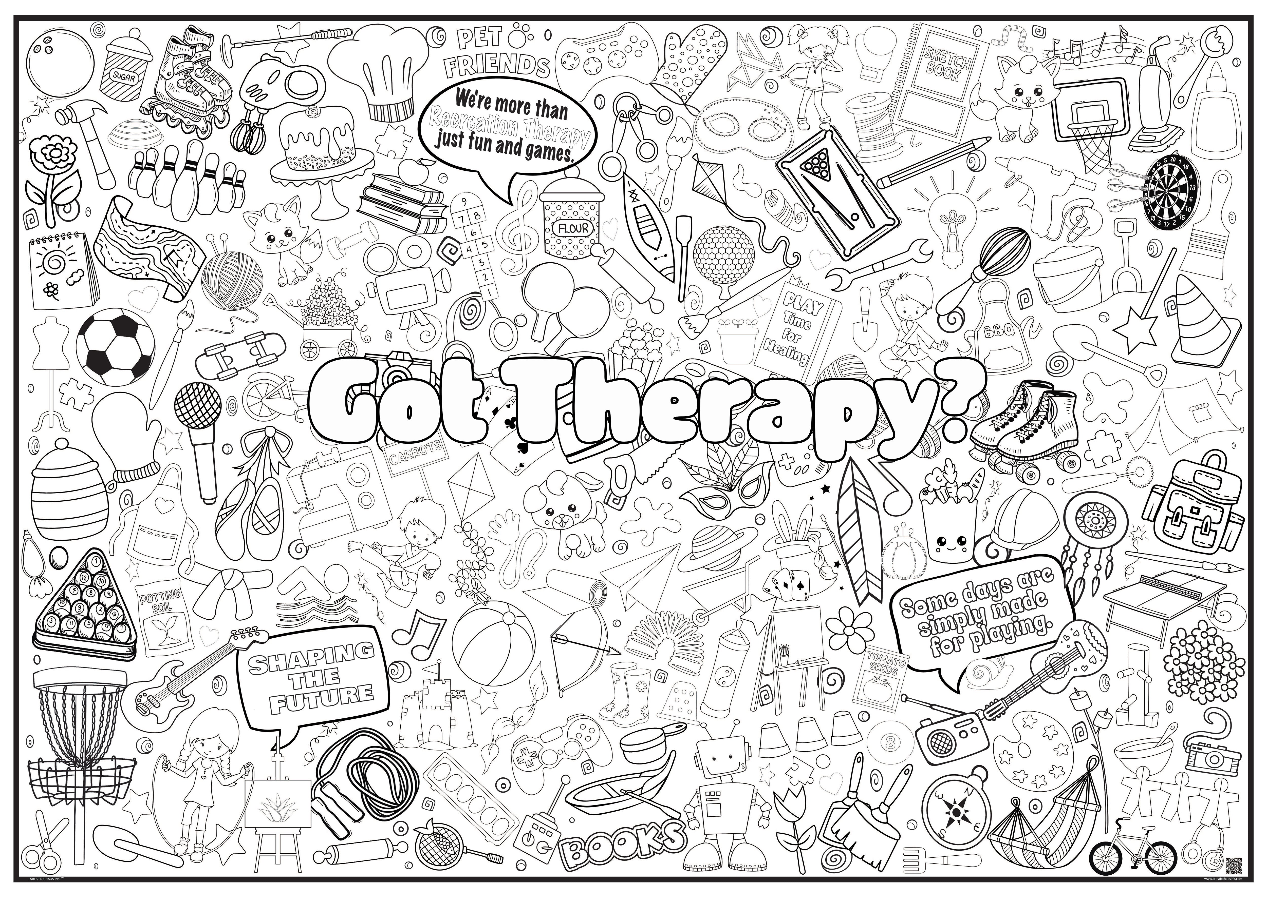 PERSONALIZED Recreational Therapy Coloring Poster | Artistic Chaos Ink
