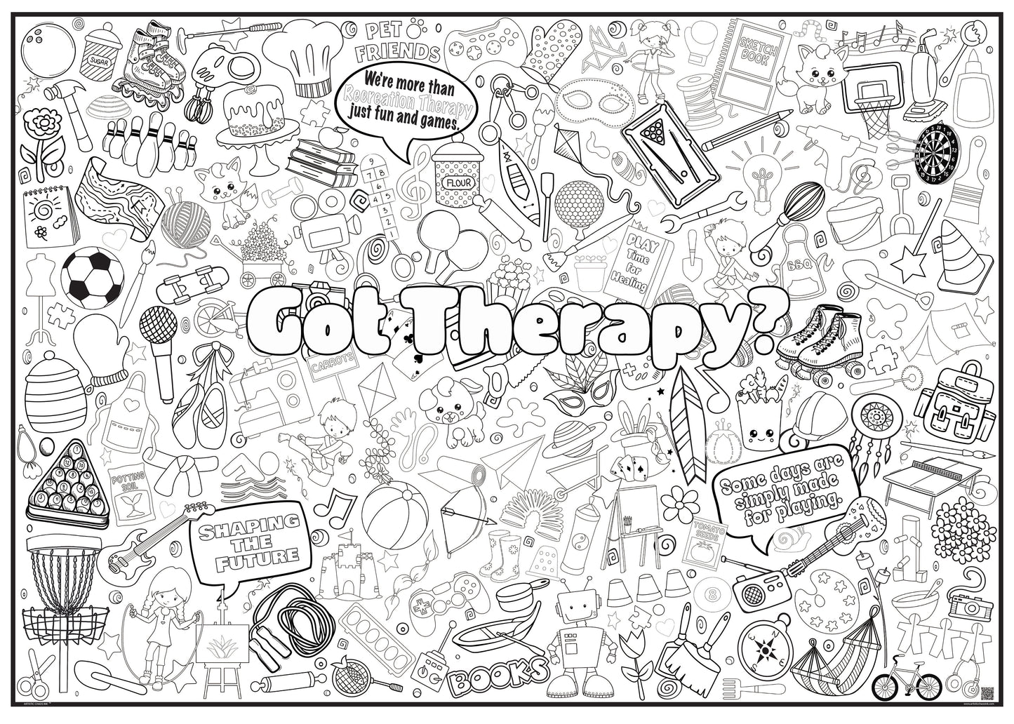 PERSONALIZED Recreation Health Therapy Coloring Poster – Occupational Health Nurse Week Appreciation Wall Art, Large Group Coloring Activity, Therapy & RT Staff Wellness