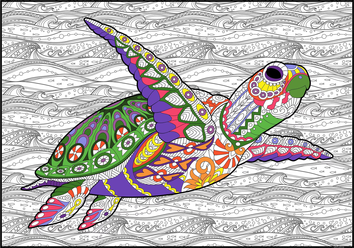 Premium Giant Turtle Coloring Poster
