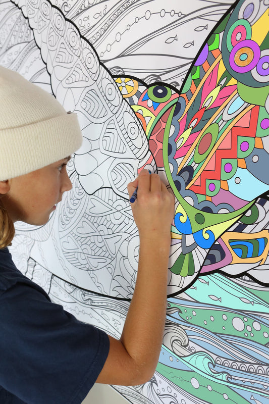 Turtle Giant Coloring Poster- Large Reptile Wall Art, Group Coloring Activity for Kids, Families & Get Togethers