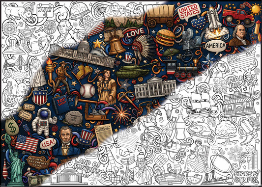Giant US History Coloring Poster | Happy Birthday America