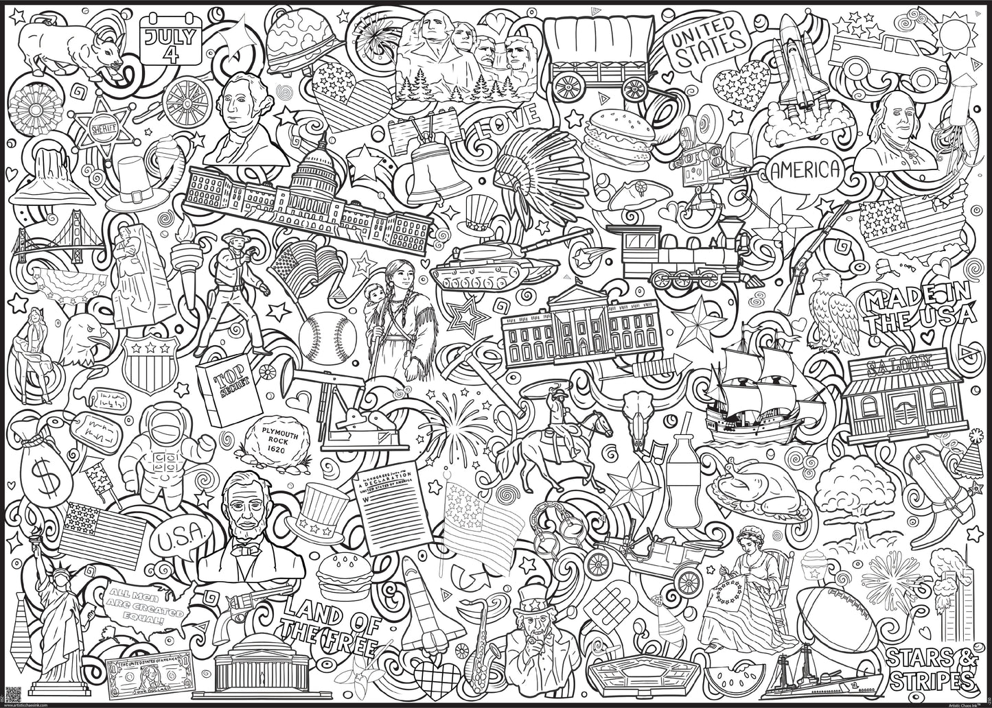 Giant US History Coloring Poster | Happy Birthday America