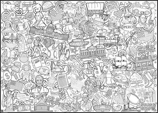 Giant US History Coloring Poster | Happy Birthday America