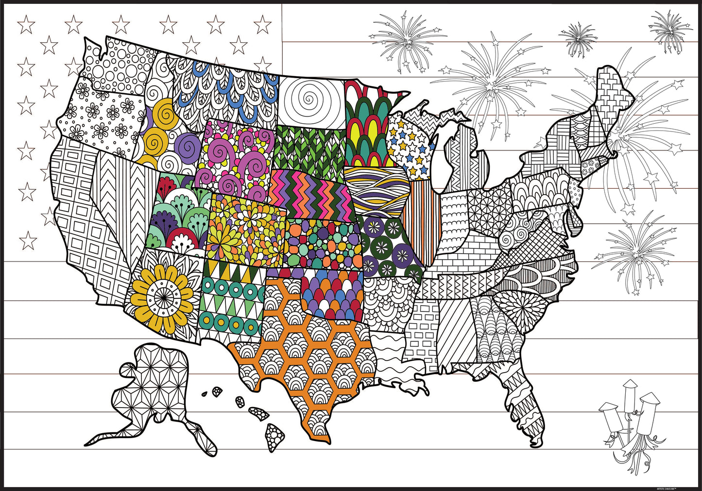 Premium Giant American Flag Coloring Poster