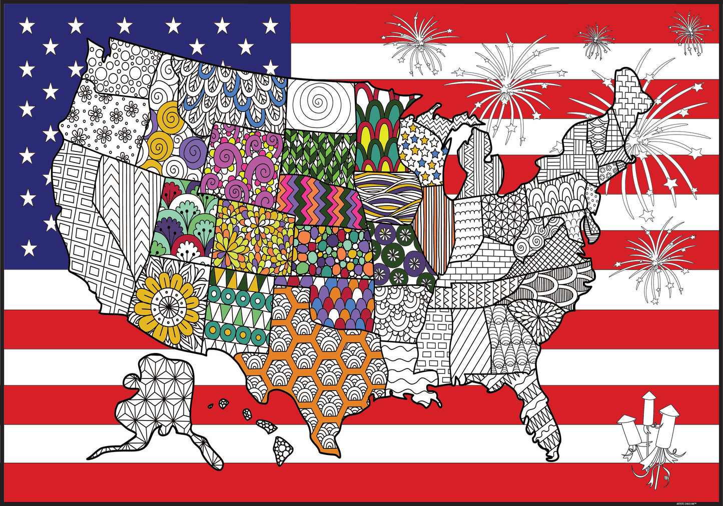 Premium Giant American Flag Coloring Poster