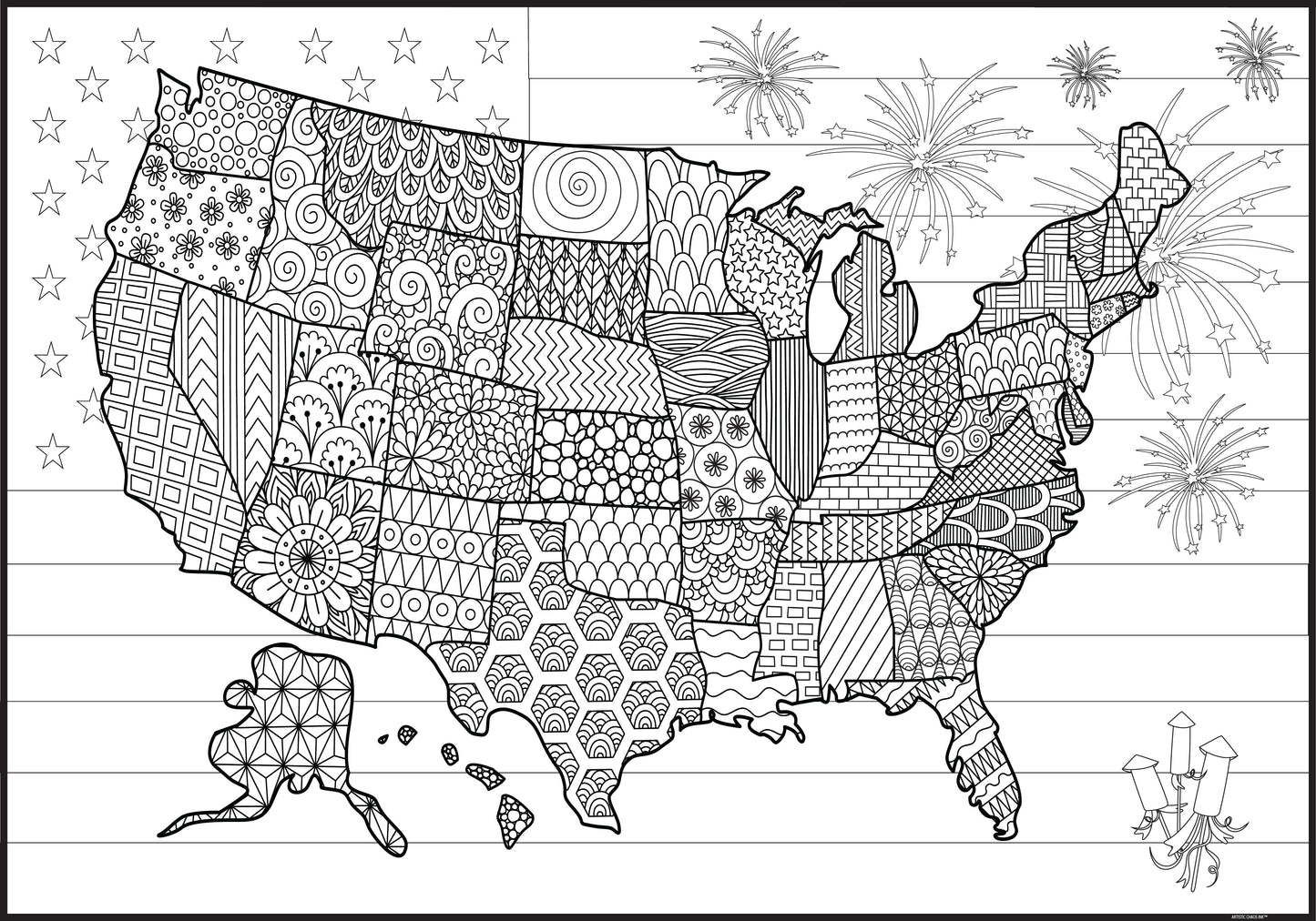 Premium Giant American Flag Coloring Poster