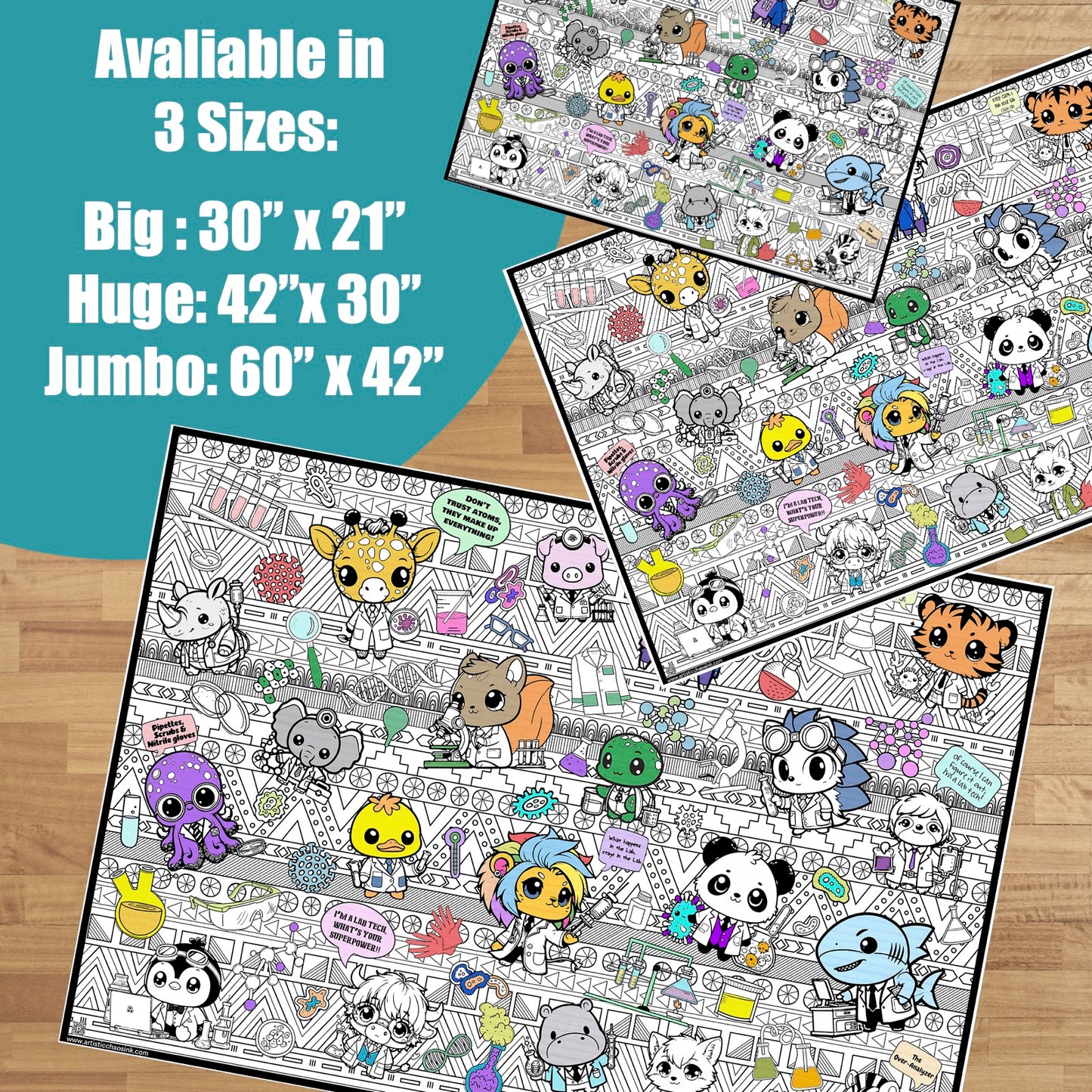 Lab Week Giant Coloring Poster - Animal Lab Helpers