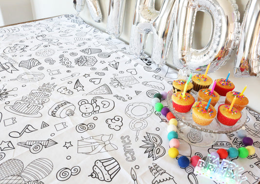 Birthday Reusable Coloring Tablecloth