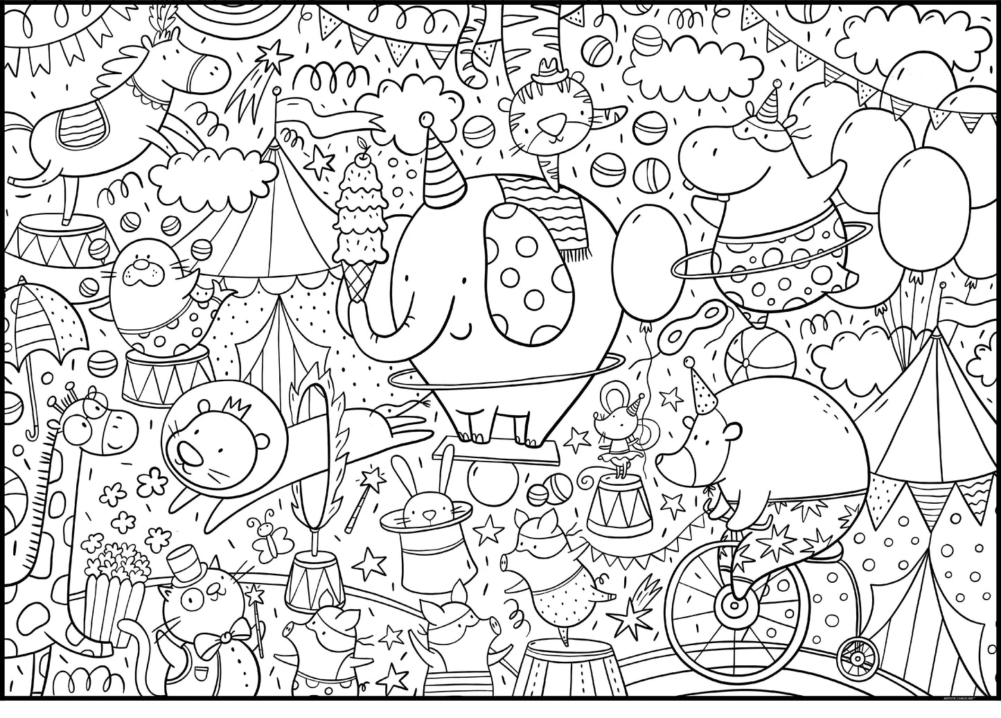 Circus Coloring Page - Premium Giant Sheet for Spectacular Fun