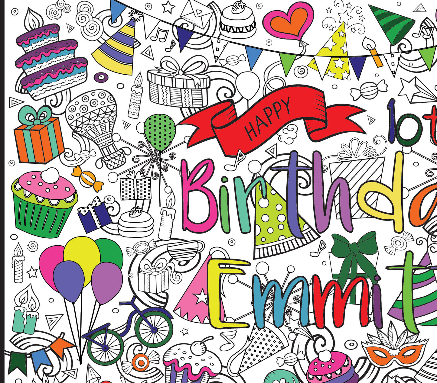 Birthday Giant Coloring Poster - Large Celebration Design for Large Groups or Individual Coloring Joy