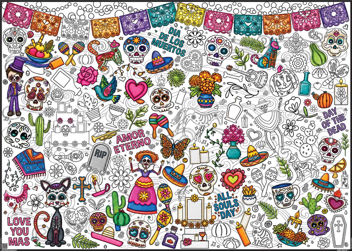 Dia de los Muertos Premium Giant Coloring Poster | Large Group Coloring Activity