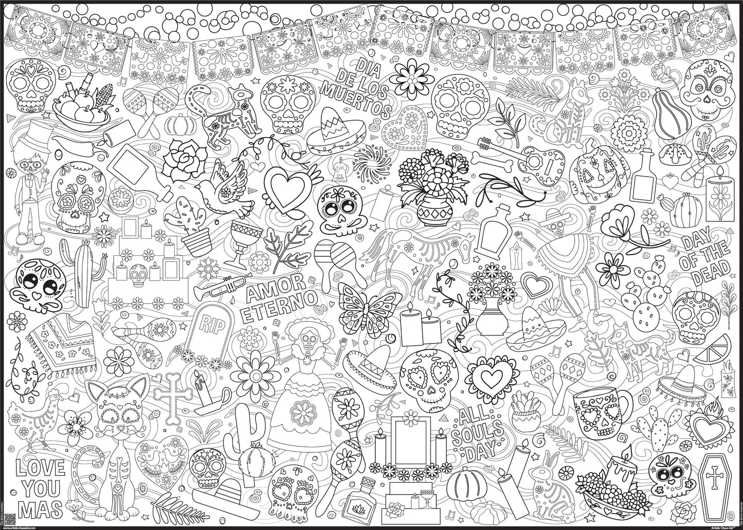 Dia de los Muertos Premium Giant Coloring Poster | Large Group Coloring Activity