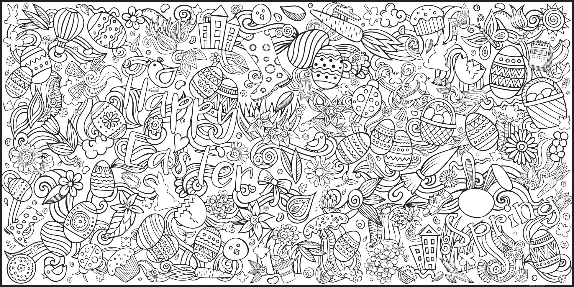 happy easter coloring banner