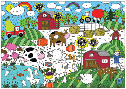 Premium Giant Farm Coloring Poster