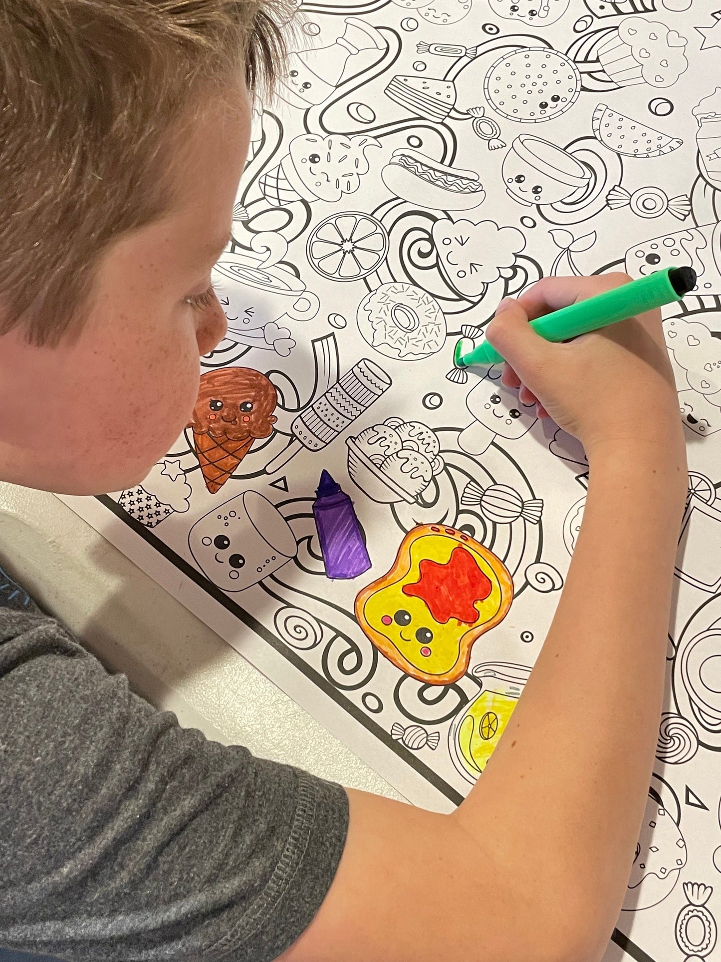 Classic Food with Fun Faces Coloring Poster