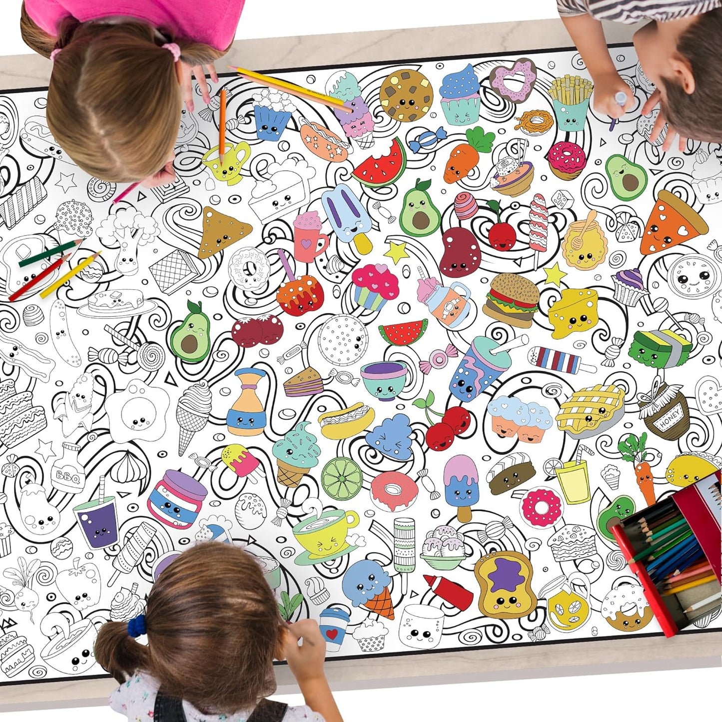 Classic Food with Fun Faces Coloring Poster