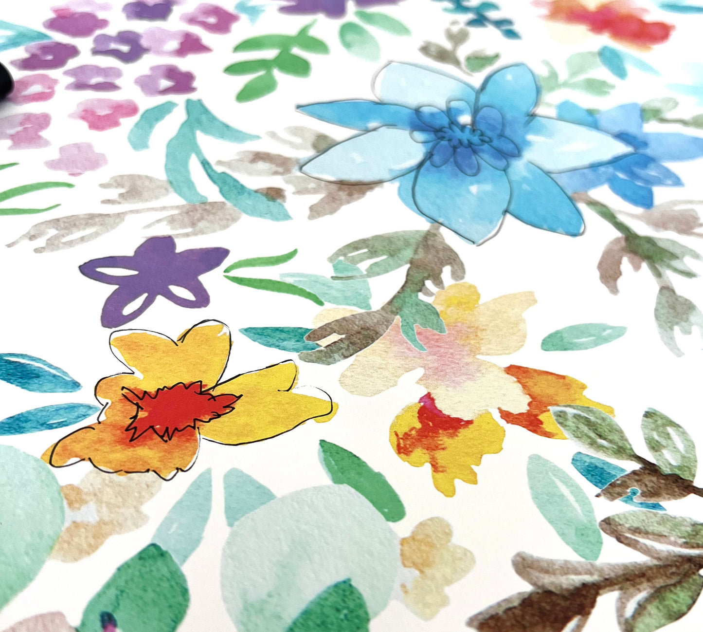 Reverse Coloring Poster - Flowers - Premium Paper