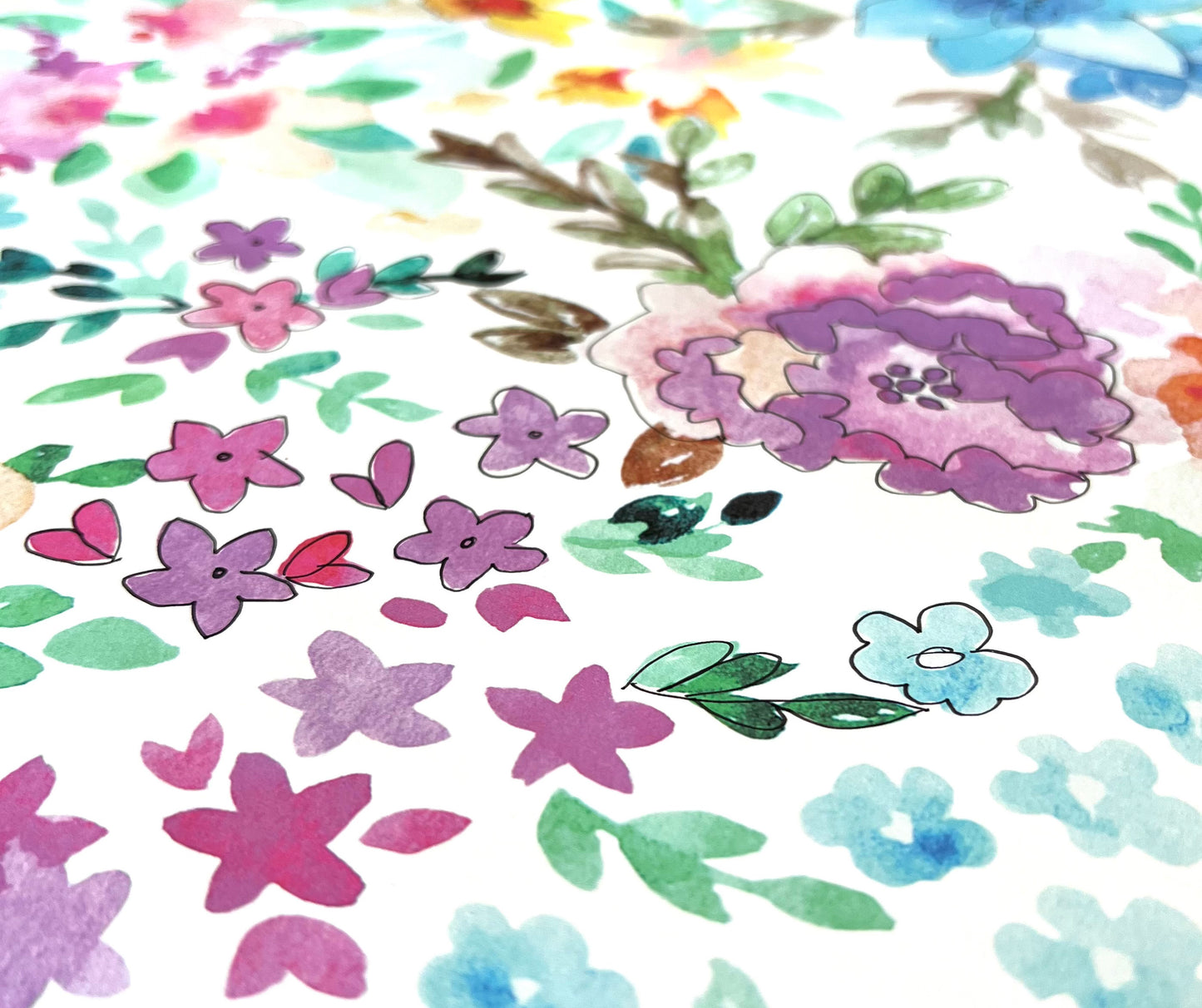 Reverse Coloring Poster - Flowers - Premium Paper