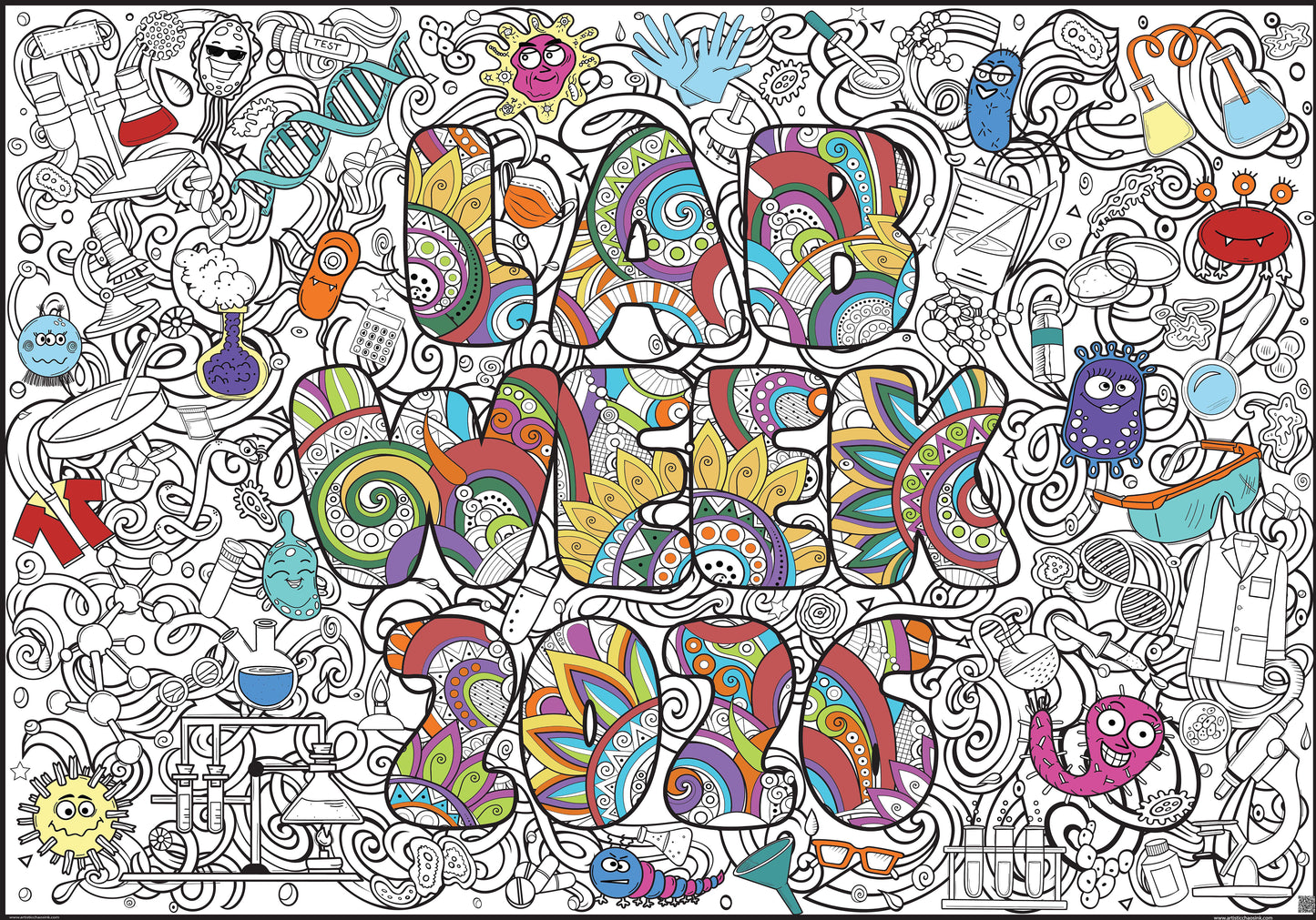 Lab Week Giant Coloring Poster – Medical Laboratory Appreciation Wall Art, Large Group Coloring Activity for Lab Staff & Healthcare Teams