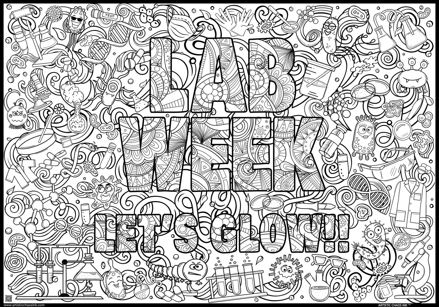 Lab Week 2025 Coloring Poster - Learning Science Lets Glow