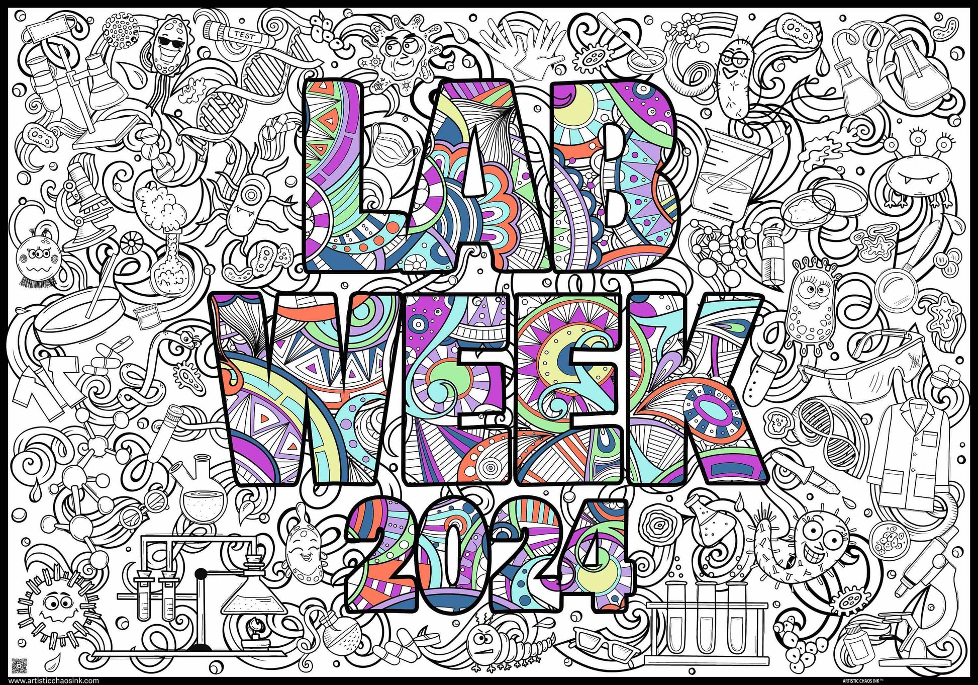 Premium Giant Lab Week with Year Coloring Poster – Artistic Chaos Ink
