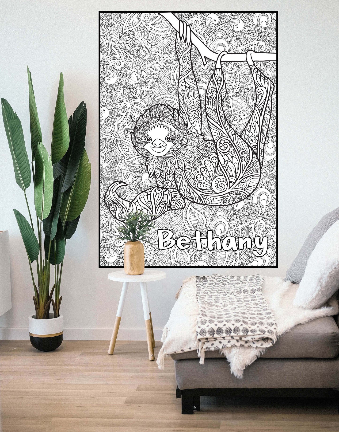 PERSONALIZED  Premium Sloth Coloring Poster