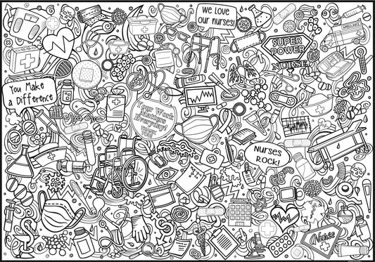 Giant Nurses Week Coloring Poster Digital Download PDF | Self Print
