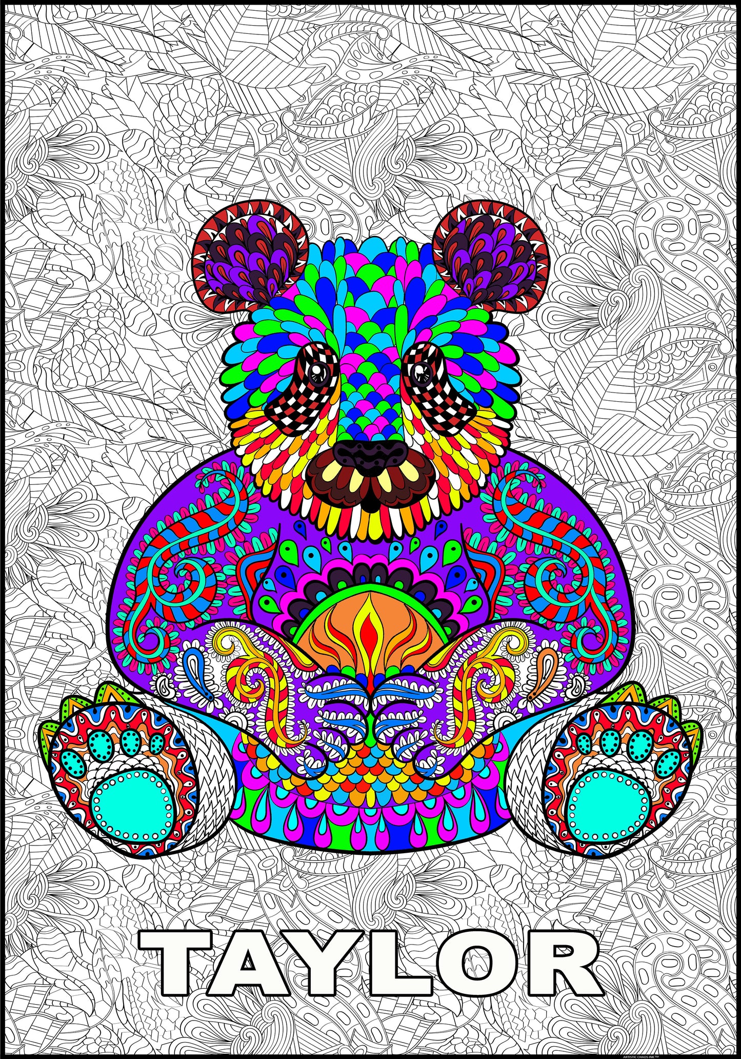 PERSONALIZED  Premium Panda Coloring Poster