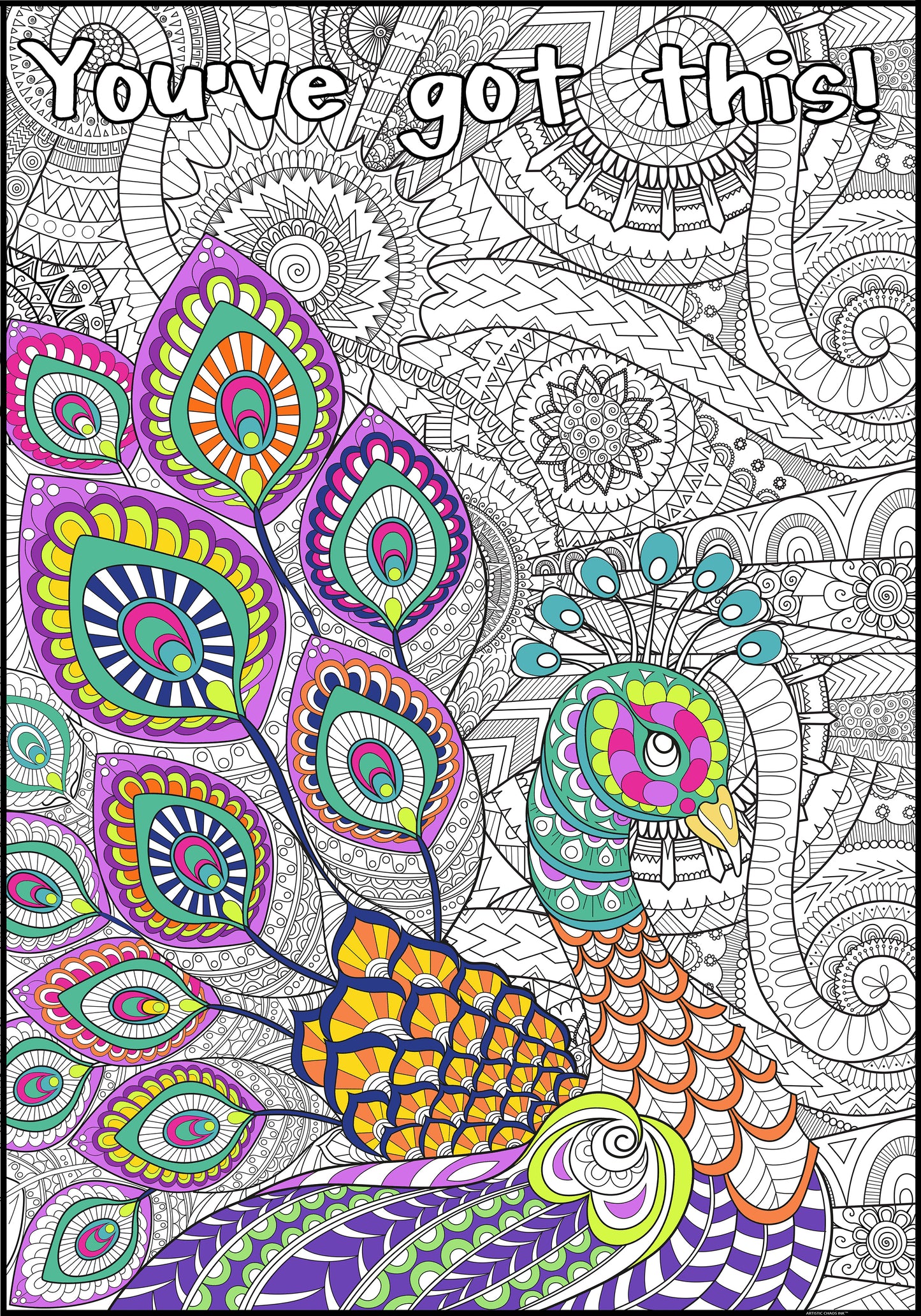 PERSONALIZED Premium Peacock Coloring Poster