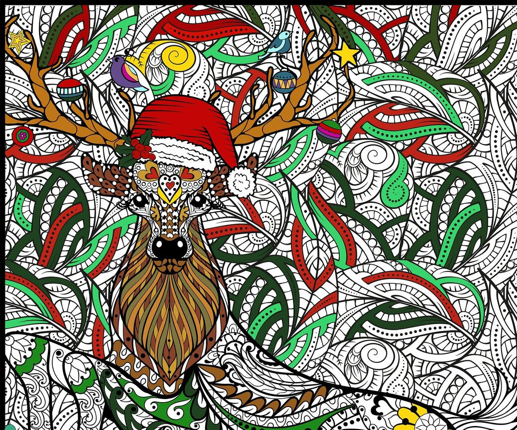 Premium Giant Christmas Deer Coloring Poster