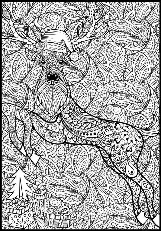Jumbo Christmas Deer Coloring Poster | Huge Holiday Coloring Activity