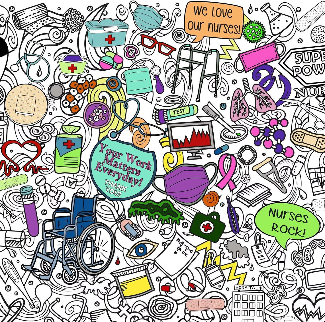Nurse Appreciation Coloring Poster