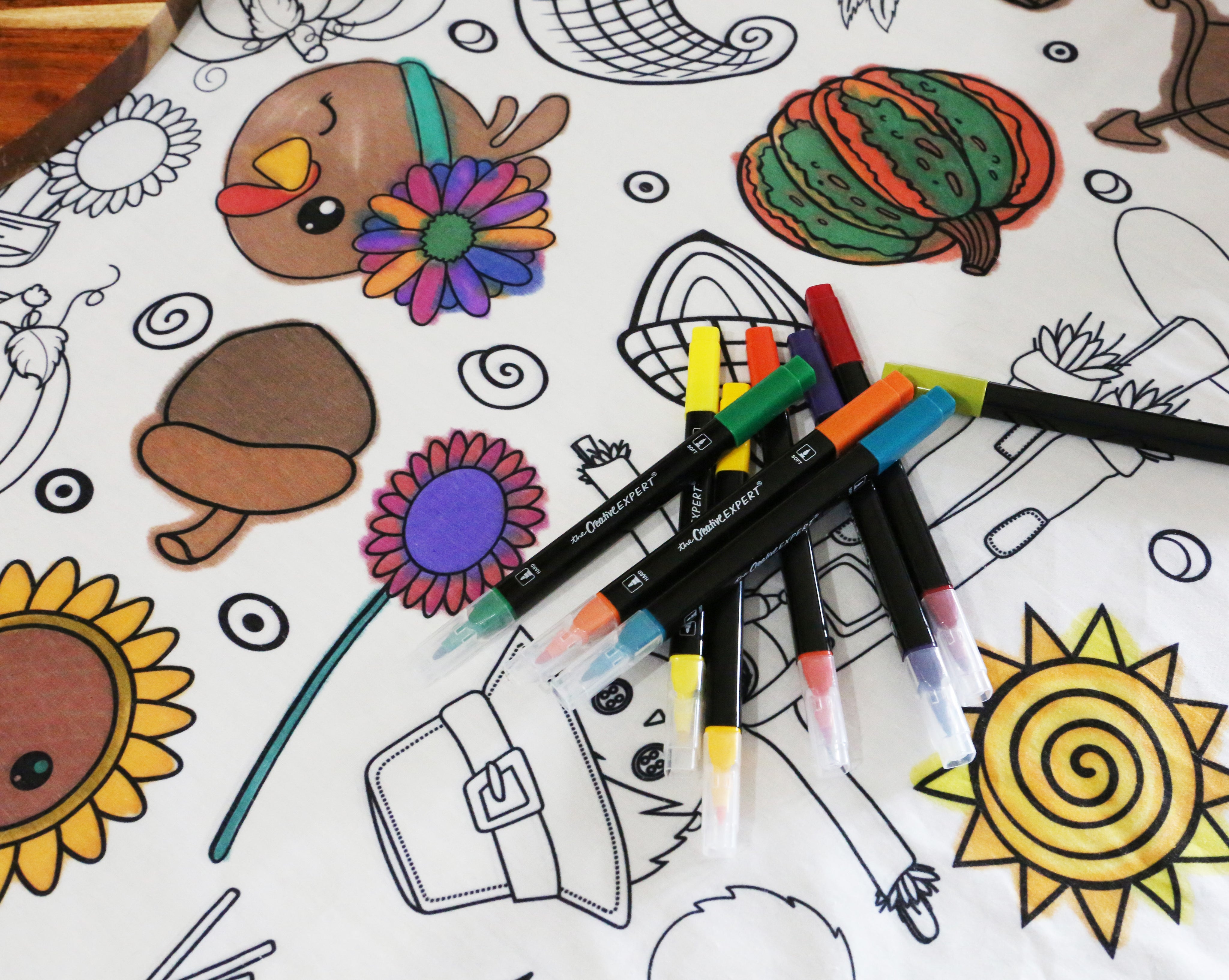 Thanksgiving Coloring Tablecloth Artistic Chaos